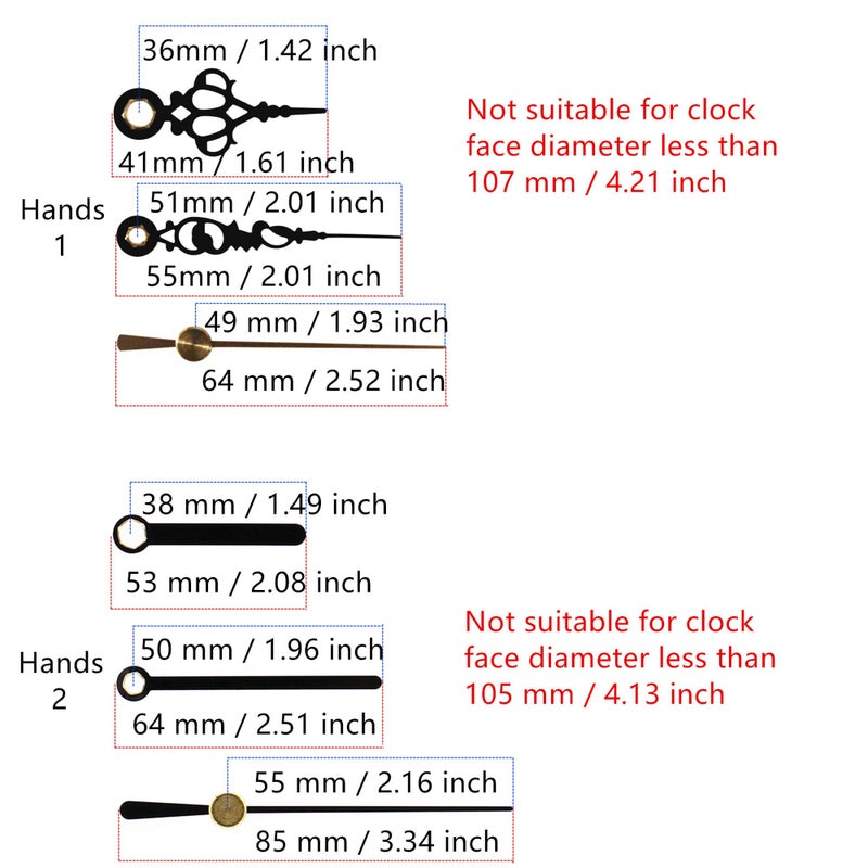 TIKROUND 12888 Sweep Silent Clock Movement Mechanism with 2 Sets Small Hands 13.5mm (17/32 inch) Shaft Length 5.5mm (7/32 inch) Thread Length. - Image 3
